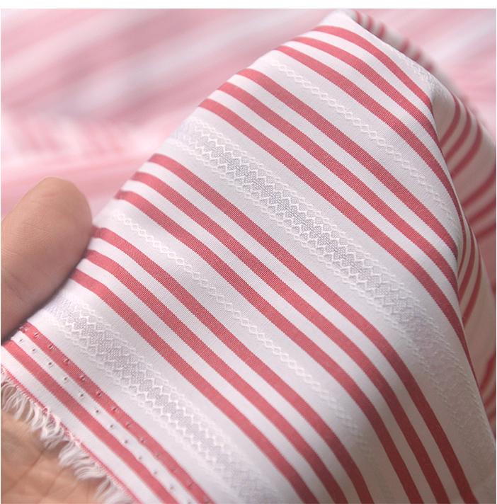 Children's Spring Doll Dress: Red, White, Blue, Black Striped Jacquard Polyester with Floral Wall Design