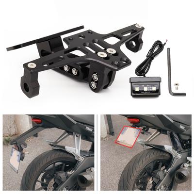 Turn Signal Light Bracket with LED Light Adjustable CNC Moto Accessories Motorcycle Fender License Number Plate Holder Tail Tidy