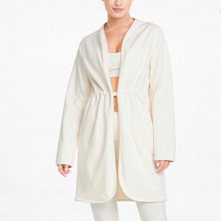 Puma Yoga Series Cotton Tie Loose Long Sleeve Solid Color Jacket Women Outerwear White 521470-65