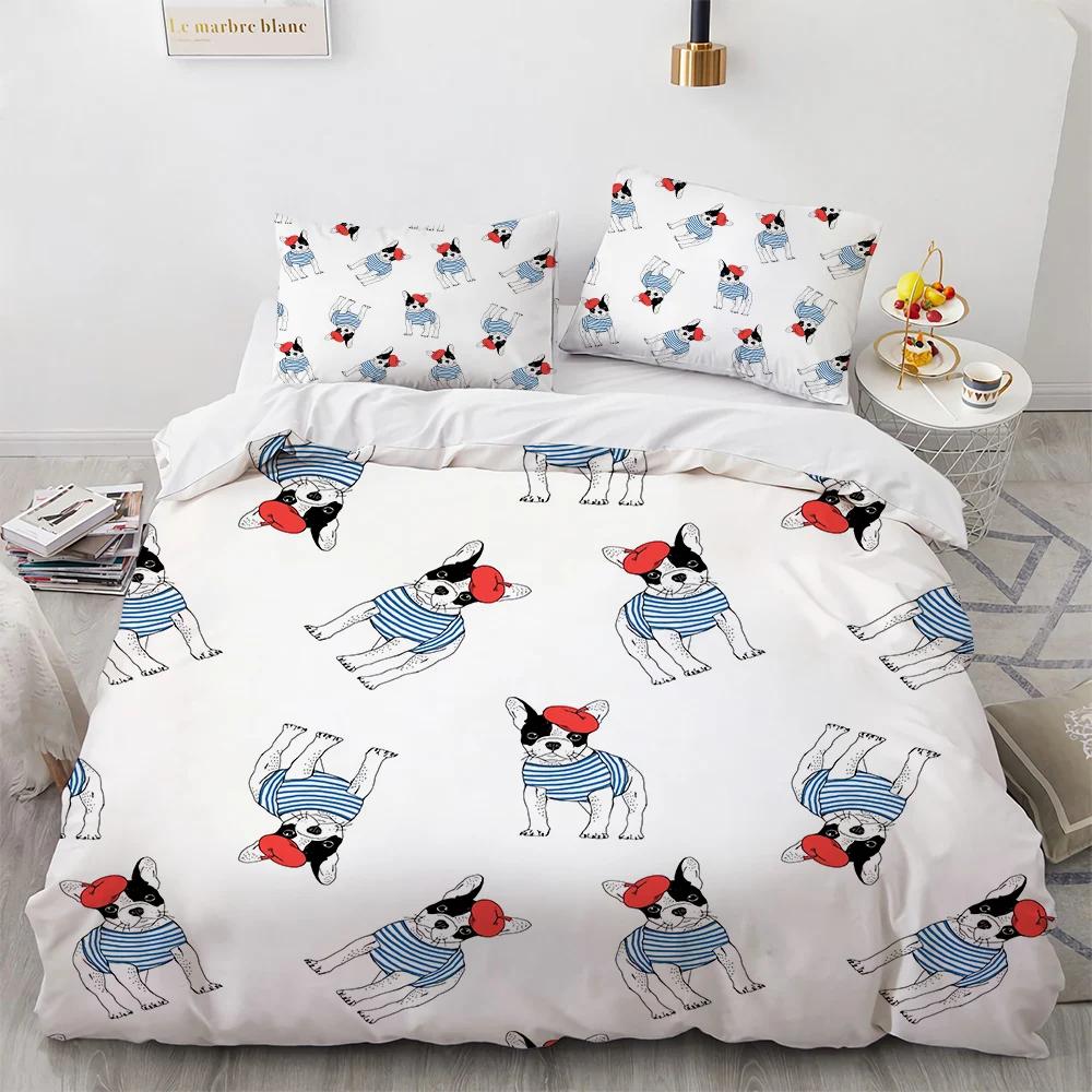 Corgi Dog King Queen Duvet Cover Yellow Cartoon Puppy Bedding Set for Kids Boys Girls Kawaii Pet Animal Pink 2/3pcs Quilt Cover
