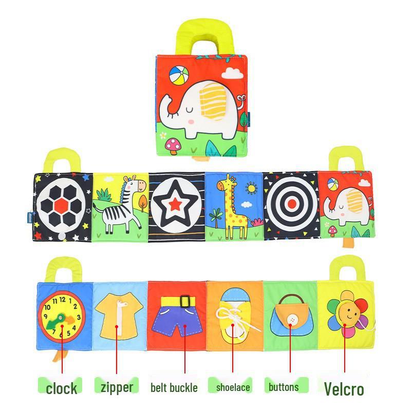 Schwarz-Weiß Babybett-Nestchen Stoffbuch: Cartoon Tierdesign, Beißring, Anti-Kick, Hängendes Säuglingszubehör