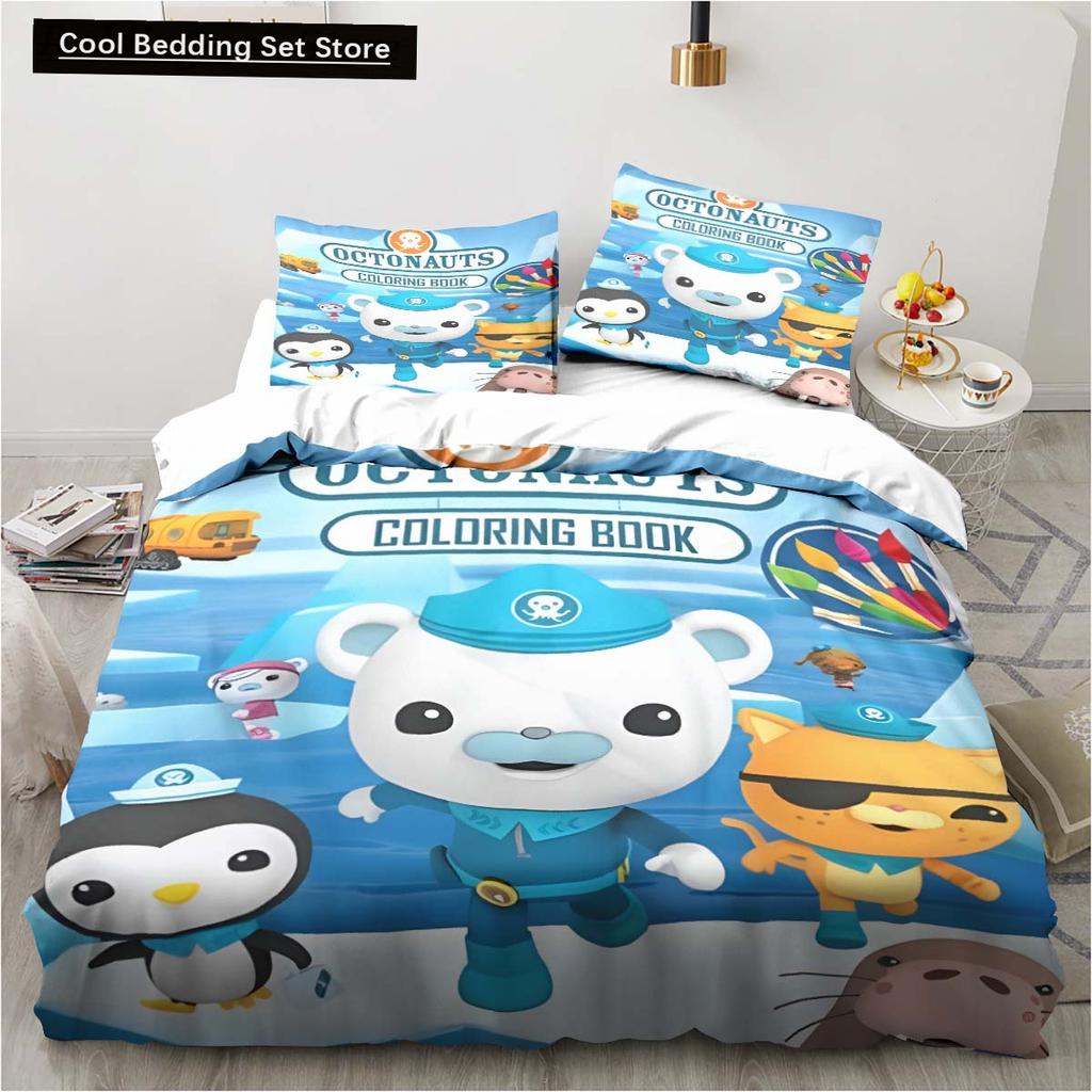 New 3D Cartoon Octonauts 2/3PCS Bedding Set Bedroom Single Double Bed King Size Quilt Cover And Pillowcase Kid's Birthday Gift