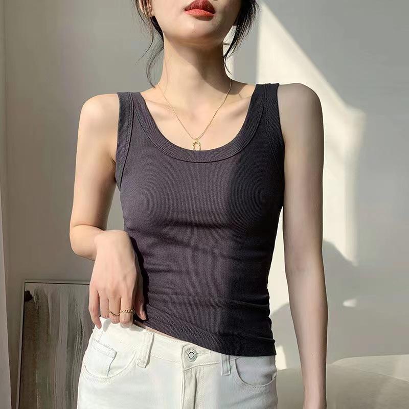 Women's Fashion Casual Summer Spring Solid Color Print Sleeveless U-Neck Blouses & Shirts