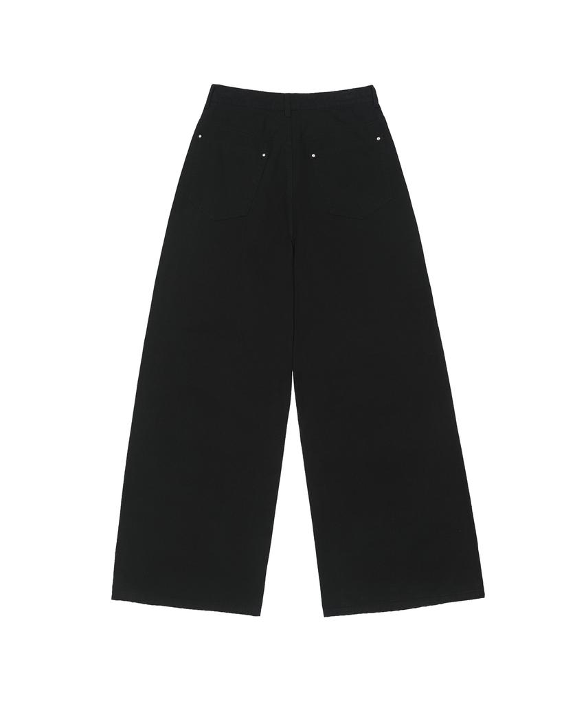 ODDSTUDIO Rivet Parachute Wide Cotton Pants - Black