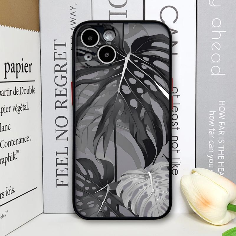 Palm Leaf Tree Black Leaves Phone Case for Samsung Galaxy S25 S24 S23 Ultra S22 Plus S21 FE 5G Shockproof Matter Hard Cover Skin