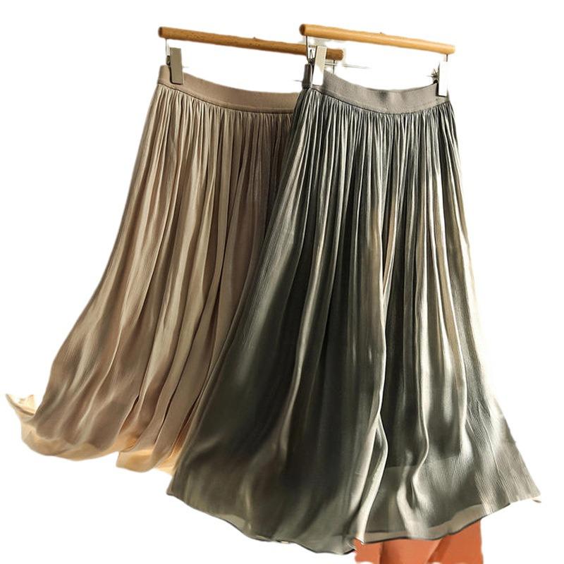New Women's Iridescent Double Layer Pleated Puff Skirt - Korean Style Fairy Mesh Skirt