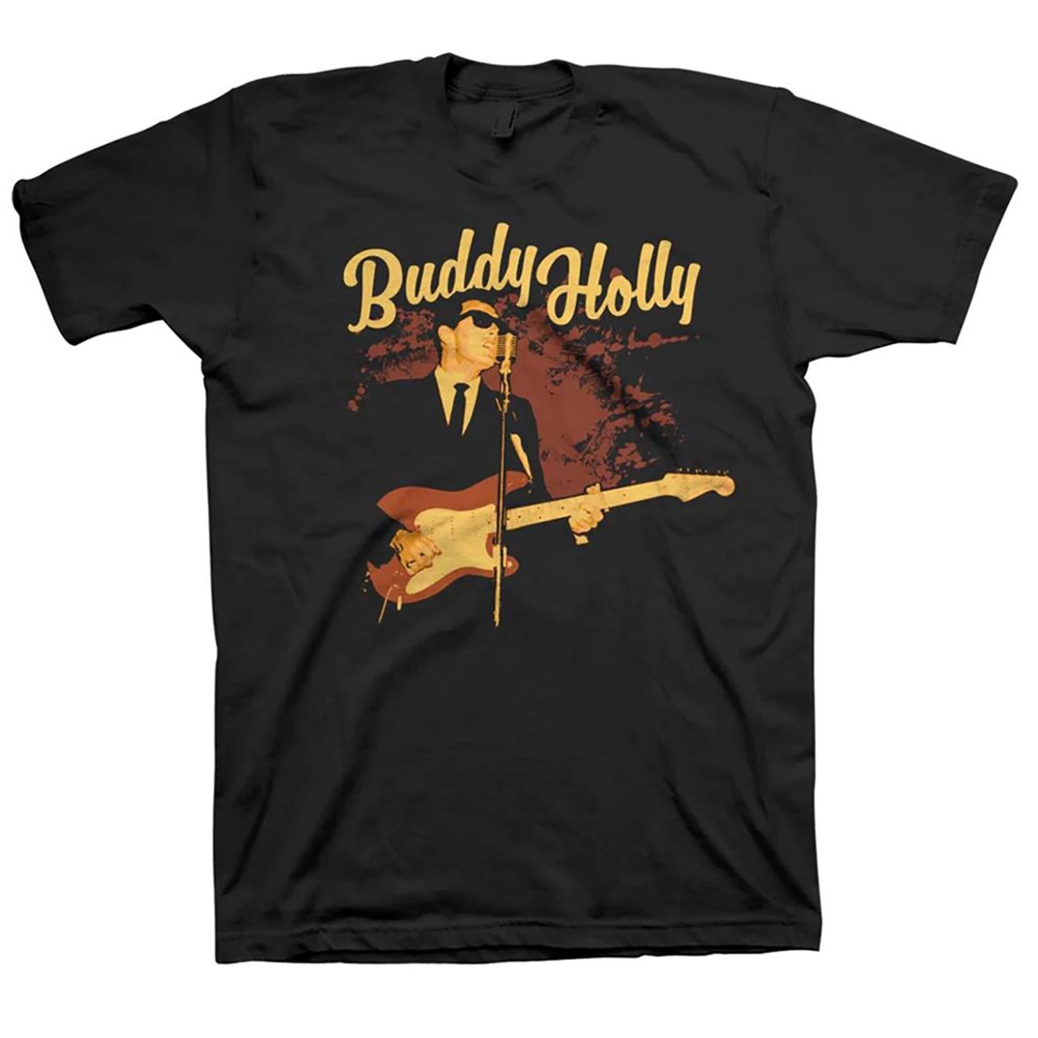 Men s Buddy Holly Performing T-shirt Small Black XXXXL