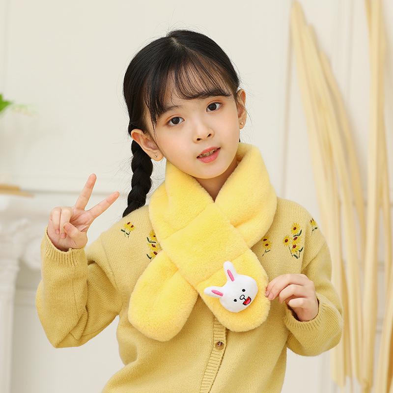Children's Winter Rabbit Scarf - Thick Faux Fur Neck Warmer for Baby and Parent-Child, Cartoon Design for Christmas and New Year