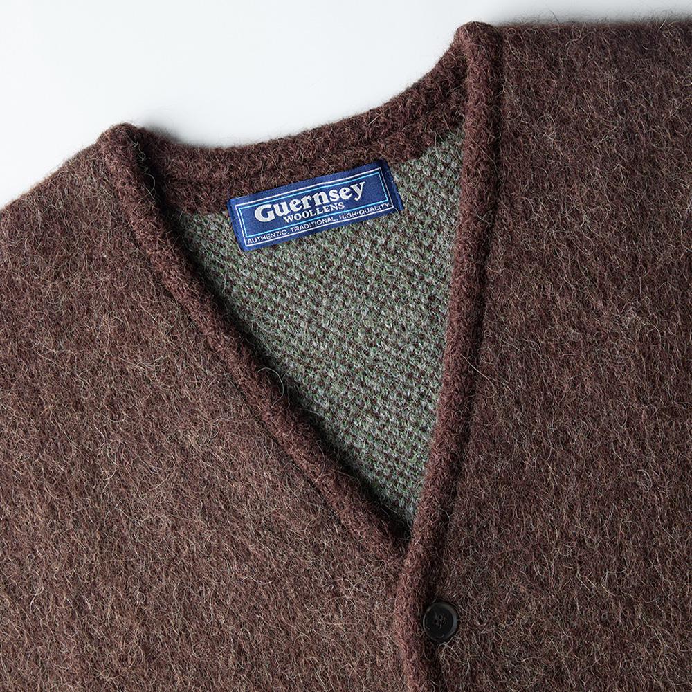 Guernsey Woollens Alpaca V-Neck Cardigan - Brown