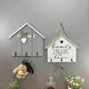 With 3 Hooks Wooden Key Hook House-shape Hanging Key Holder Wall Storage Hanger  Entrance Porch