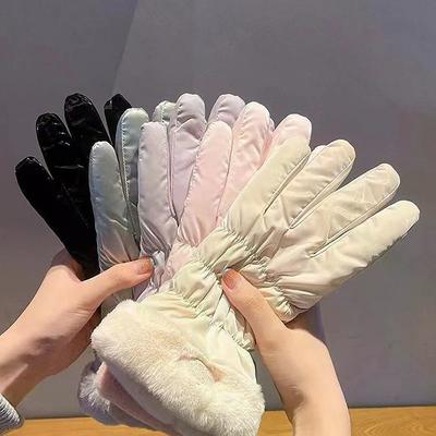 Padded Gloves Women Winter Thickened Warm Breathable Cycling Mountaineering Skiing Outdoor Sports Windproof Gloves