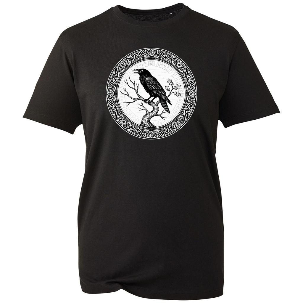 Nordic Raven Crow Celtic Mythology Mens T-Shirt, Ancient Warrior Graphic Tee