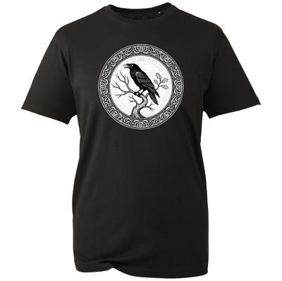 Nordic Raven Crow Celtic Mythology Mens T-Shirt, Ancient Warrior Graphic Tee