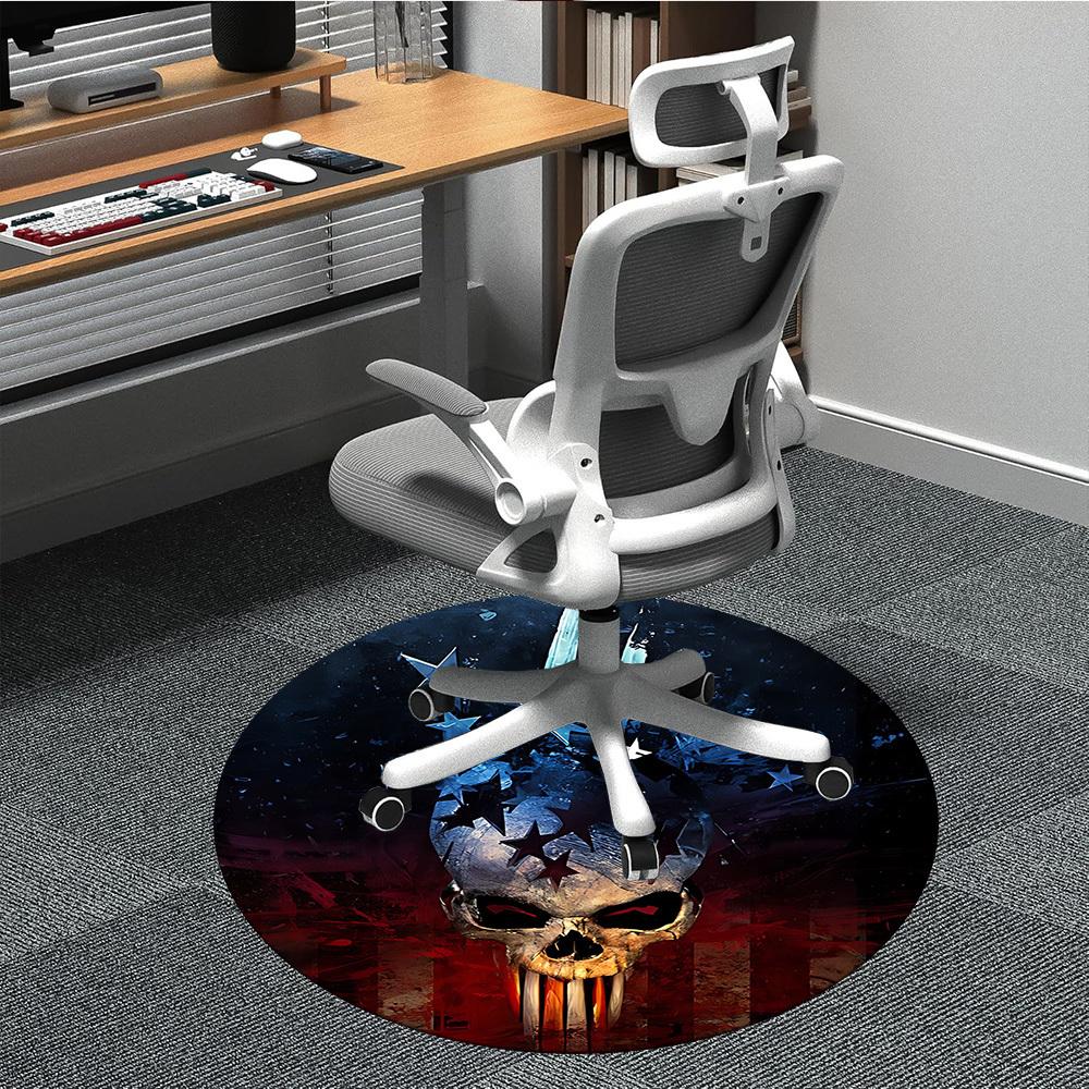 

1PC Punisher Skull Office Round Area Rug, Indoor Mat Suitable For Office, Under Office Chairs Bedroom Living Room Home Decor, Room Decos042 80cm by 80cm