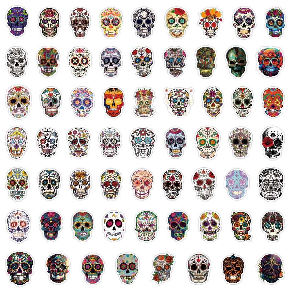 60 Pictures of Fantasy Horror Dia De Los Muertos Stickers Decorative Suitcase Refrigerator Scooter Stickers