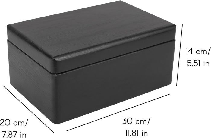 Boite de Rangement en Bois Noir Creative Deco 30x20x14cm BRUT et NON PONCÉ