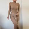 Abito da Donna alla Moda di Alta Gamma a Maniche Lunghe con Scollo Rotondo Slim Fit per Autunno Inverno Abito Lungo da Donna per Strada Spiaggia Festa