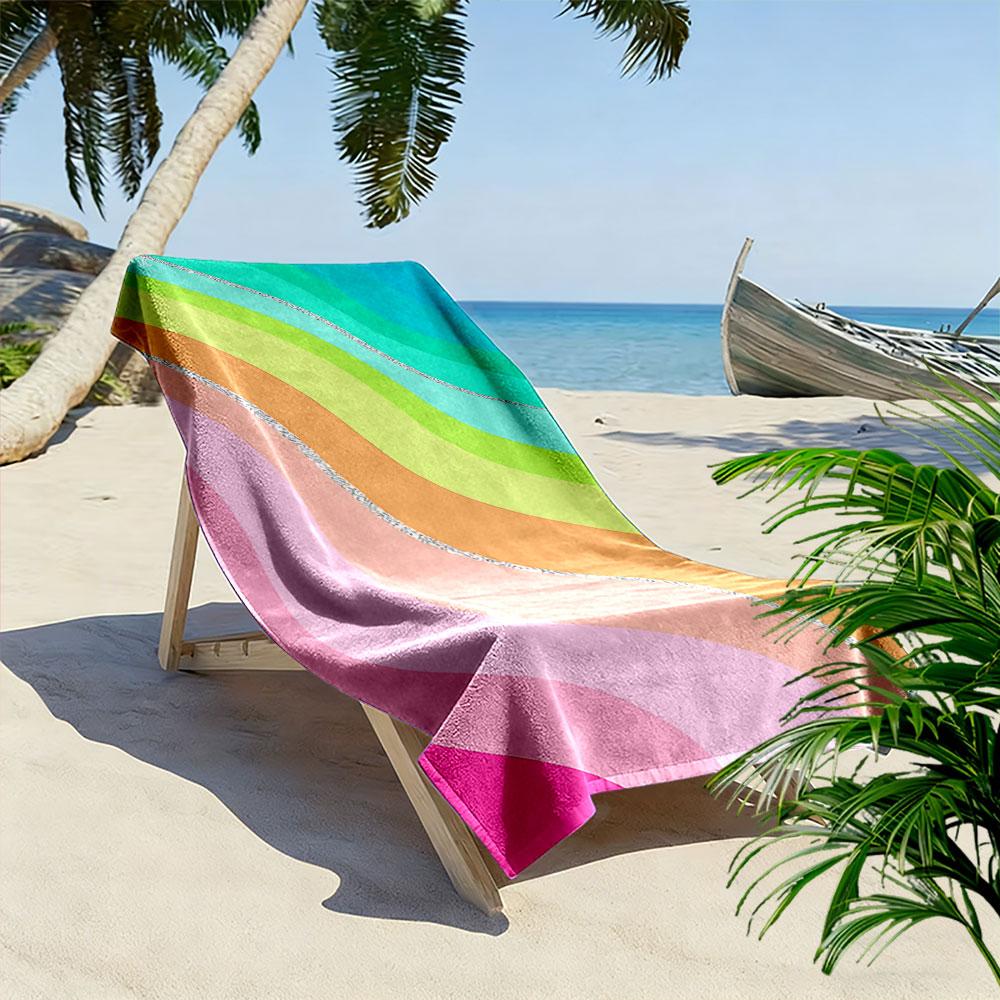 Rainbow Waves Beach Towel Beach Towel Quick-drying for Travel Outdoor Sports Jogging Beach and Swimming