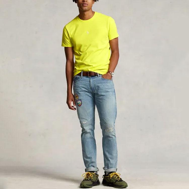 Polo Ralph Lauren SS23 Solid Color Embroidered Crew Neck Knit Short Sleeve T-Shirt Men Tops Yellow MNPOTSH1N821576-700