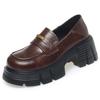 Fashion Comfortable Thick-Soled Leather Shoes Spring Autumn New Round-Toe Women's Shoes Versatile With British Style Thick Heel Loafers
