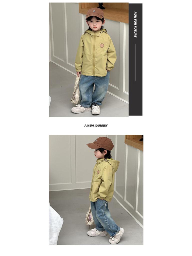 Herbst 2025 Kapuzenjacke: Trendiger Windbreaker für Jungen, kleine und mittlere Größen, lässige Oberbekleidung