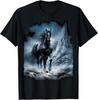 Beautiful Black Horse Running Through the Snow T-Shirt Tops Tee