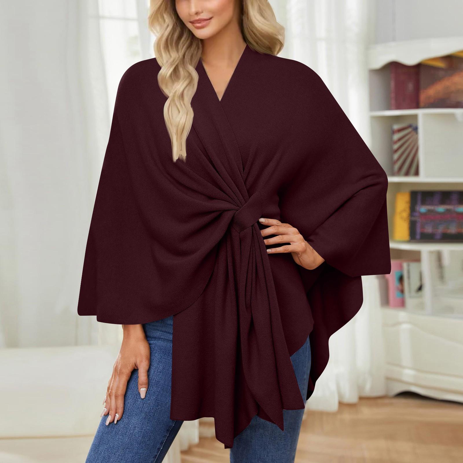Garbword Elegante sjaalwikkels voor dames, zachte open voorkant trui voor lente, herfst en winter One Size