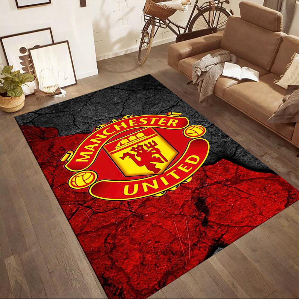 Manchester Logo Square rugs are a great choice for living rooms, bedrooms, home décor, and as gifts.