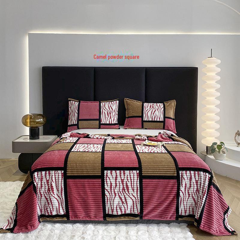 2024 Geometric Square Milk Velvet Blanket - Lightweight, Soft, Printed Design (Pillowcase Not Included)