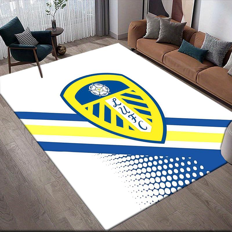 Leeds United Flannel Pattern Square Carpet,Area Rug,Carpet Rug for Living Room Bedroom Sofa Playroom Decor,Non-slip Floor Mat