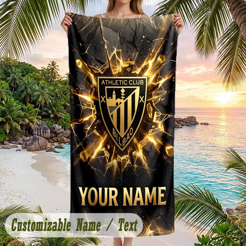 Beach Towel Athletic Bilbao FC Print Custom Name Text Soft Towel for Swimming Pool