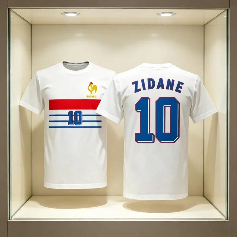 Sommer Frankreich 1998 Zidane 10 Retro Weiches Trikot Lässig Sommer Herren und Damen Lässig Vintage Bequem Familie Kinder T-Shirts 6XL