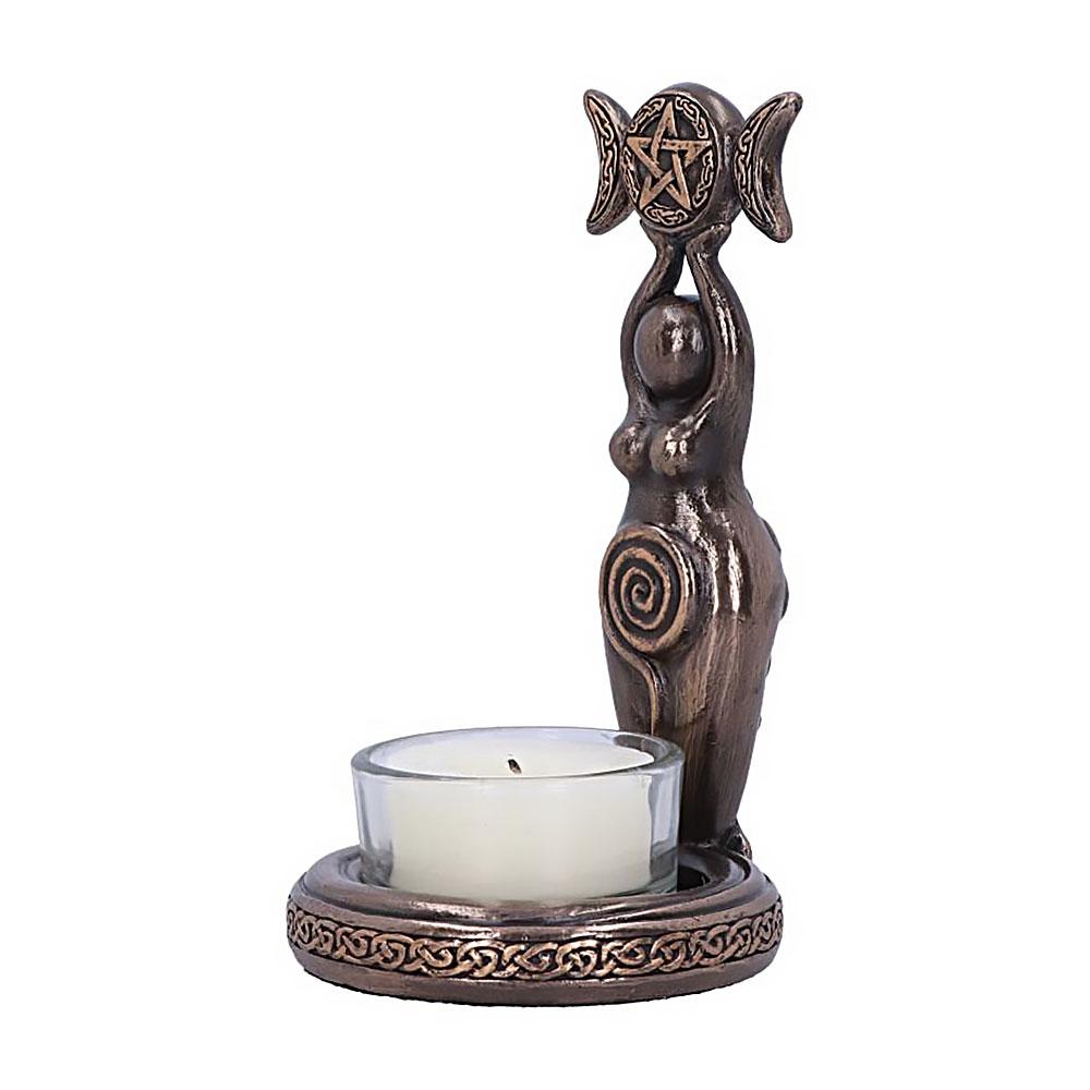 Goddess Triple Moon Tealight Candle Holder Stand Resin Sculpture Candlesticks Home Decor Gift