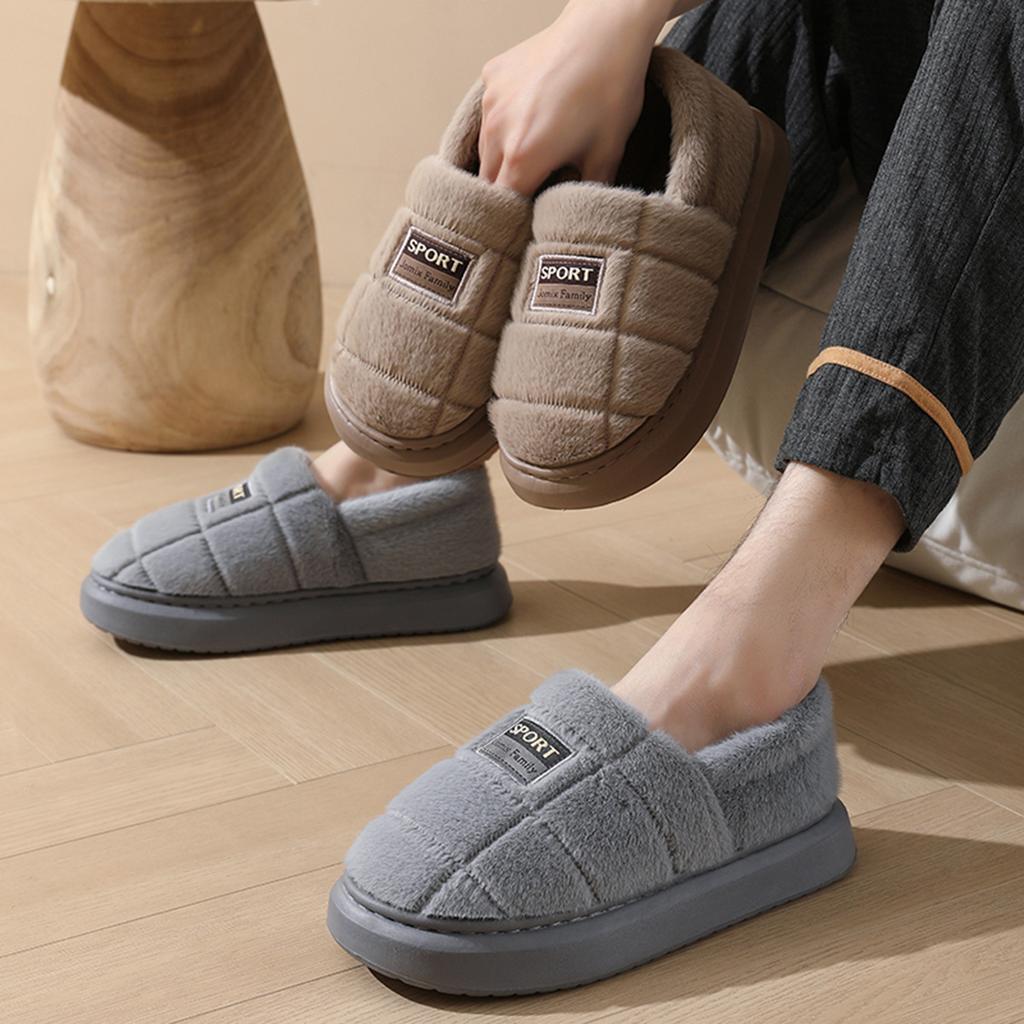 Herren Übergröße Tasche und Baumwollpantoffeln, Winter Indoor Hauskomfort und kältefeste Plüsch-Baumwollschuhe für Herren