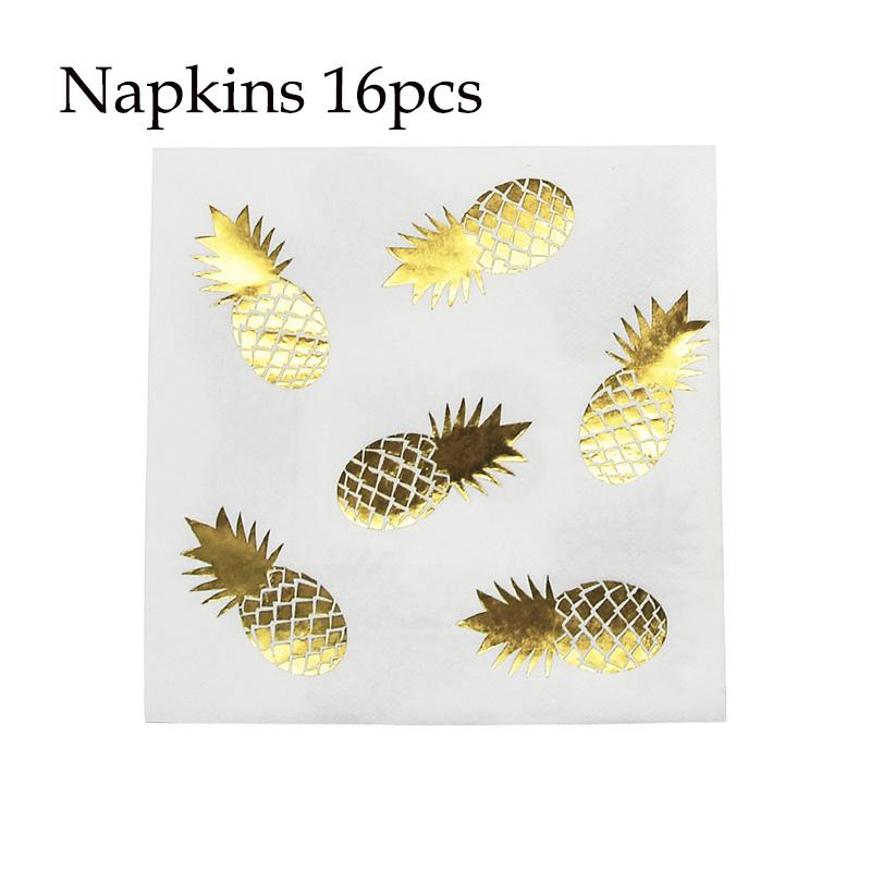 Hawaii Pineapple Palm Plant Theme Disposable Tableware Paper Straw Plate Cup Birthday Party Wedding Decor Baby Shower Decoration