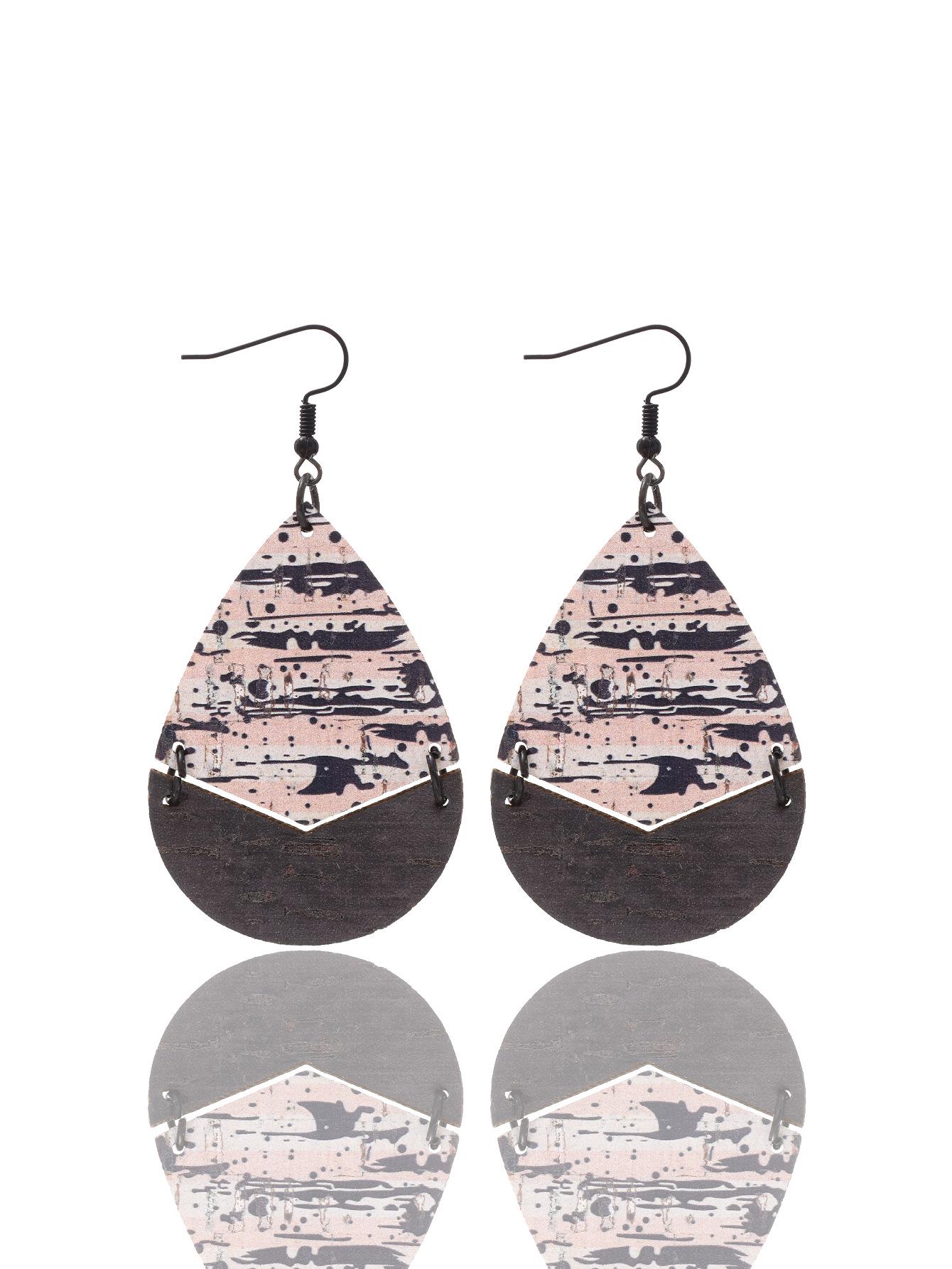 

Retro Cork Crack Pattern Earrings: Small Round Wood Women s Fashion Jewelry