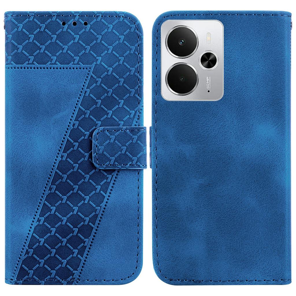 For Realme 14 5G Stand Case 7-Shaped Pattern Imprint Leather Phone Cover