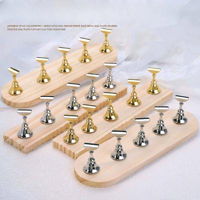Japanese Manicure Practice Base Log Color Nail Plate Holder Minimalist Style Symphony Gold Finger Holder Metal Strong Magnetic