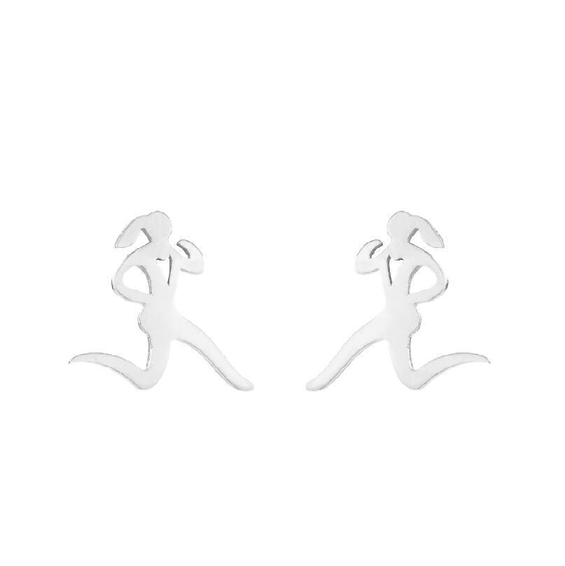Asymmetrical Eclipse Snowflake & Reindeer Stud Earrings - Japanese & Korean Style