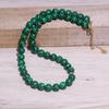 Malachite Beaded Choker Necklace with Gold Accents – Natural Stone Protection Jewelry for Women, Dainty Boho Gift