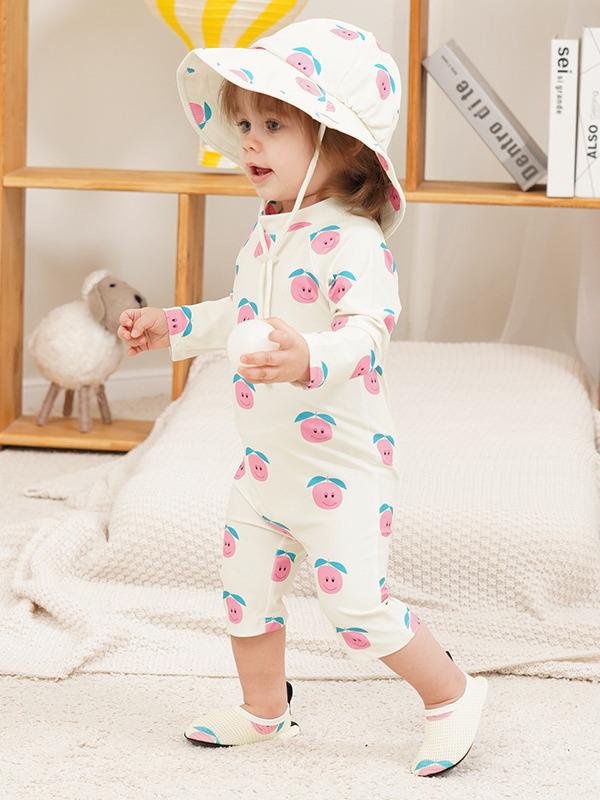 Kids' Cute Quick-Dry One-Piece Swimsuit: Long Sleeve, Sun Protection for Boys, Girls, Infants & Toddlers
