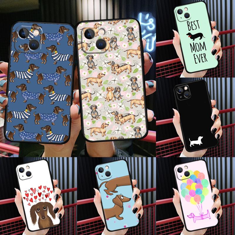 Dachshund Teckel Dackel Hund Für iPhone 12 11 14 13 Pro Max Mini XS Max XR X SE 2020 6S 7 8 Plus Hülle Handy Rückseite
