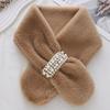 Cute Thickened Pearl Plush Scarf Soft Faux Rabbit Fur Korean Style Scarf Cross Warm Neck Warm Ring Women Girls