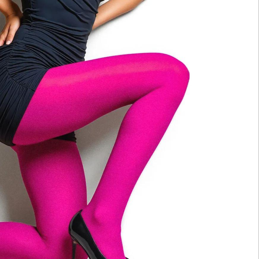 

Vibrant Magenta Opaque Tights For Women High Elasticity Fashion Pantyhose Bold Color Footed Leggings L