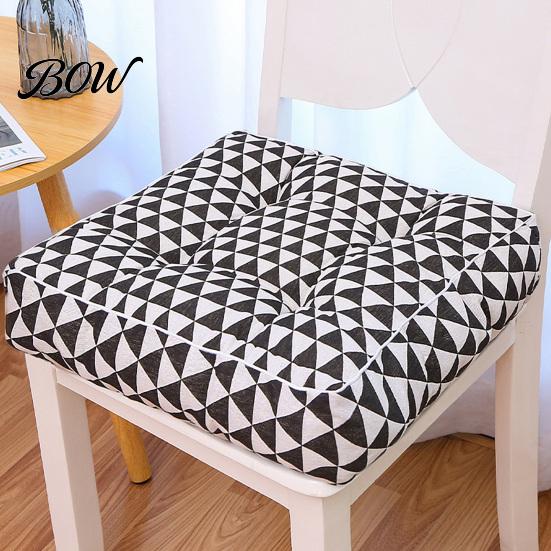 Thickened Soft Pad for Hard Chairs Modern Stylish Chair Cushion, Ultra Square Geometric or Seat Pads with Anti-slip Bottom Plant Prints, 15.75"x15.75"