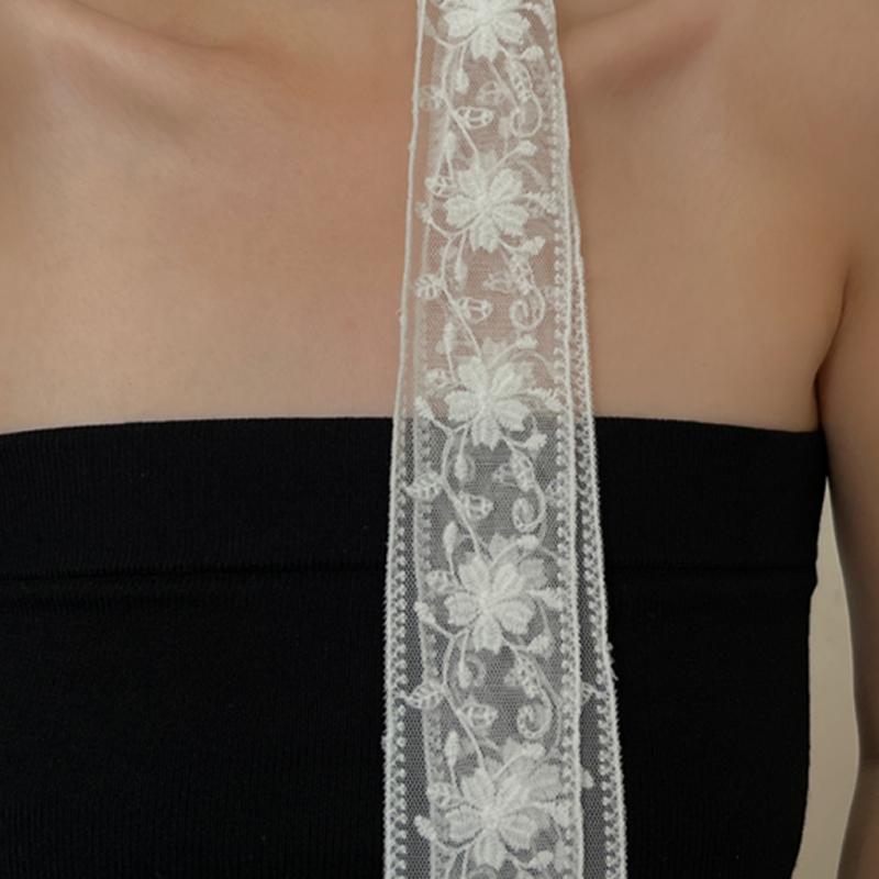 French Lace Scarf Summer Hollow Embroidery Long Ribbon And Belt Accessories