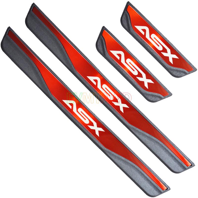 For Mitsubishi ASX Accessory 2012-  2024 Stainless Car Door Sill Scuff Plate Kick Entry Guard Pedal Protector Cover Trim красный