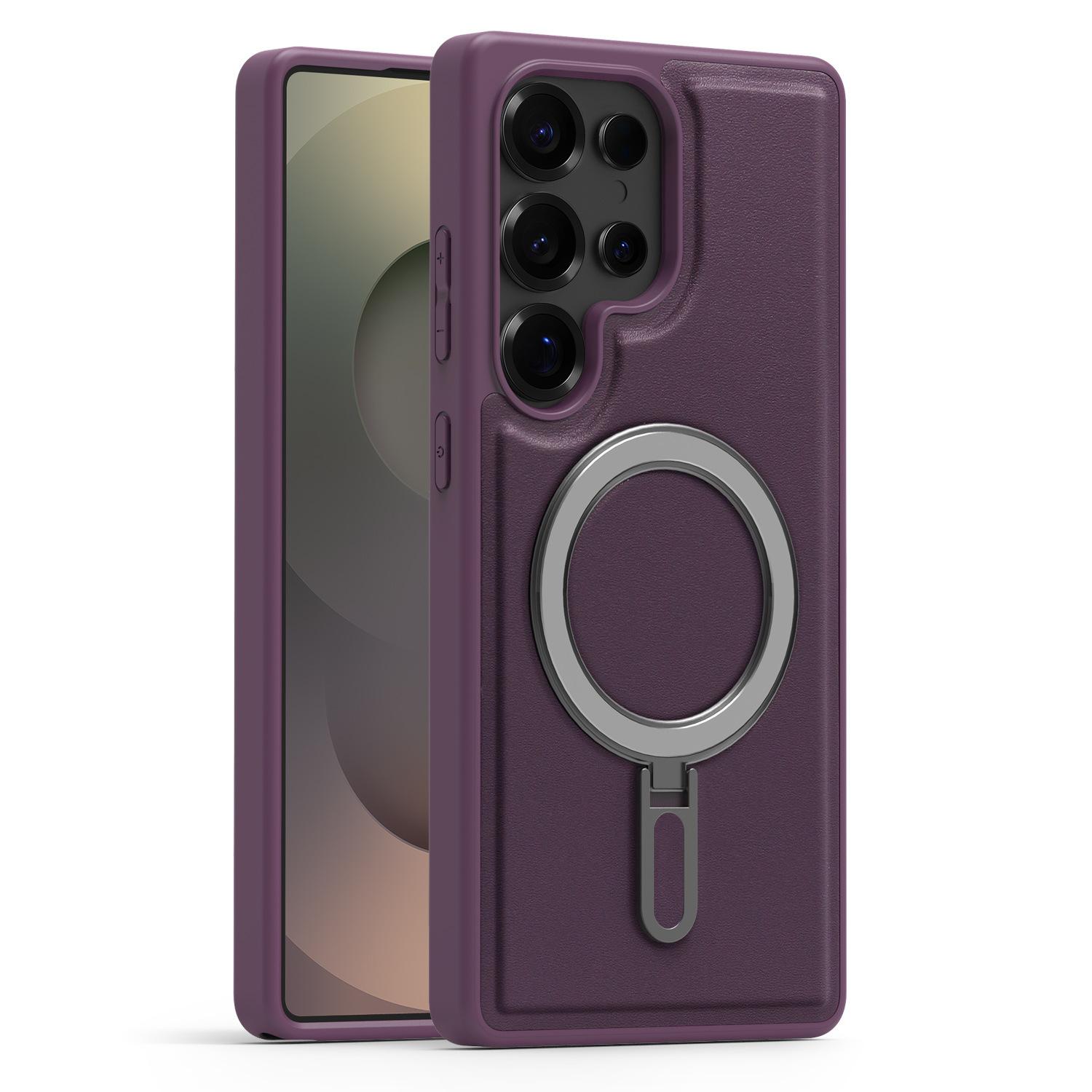 

Подходит для Samsung S25ultra Мощный магнитный чехол для мобильного телефона S24 Металлический кронштейн S23plus Кожаный чехол против падений Galaxy S25