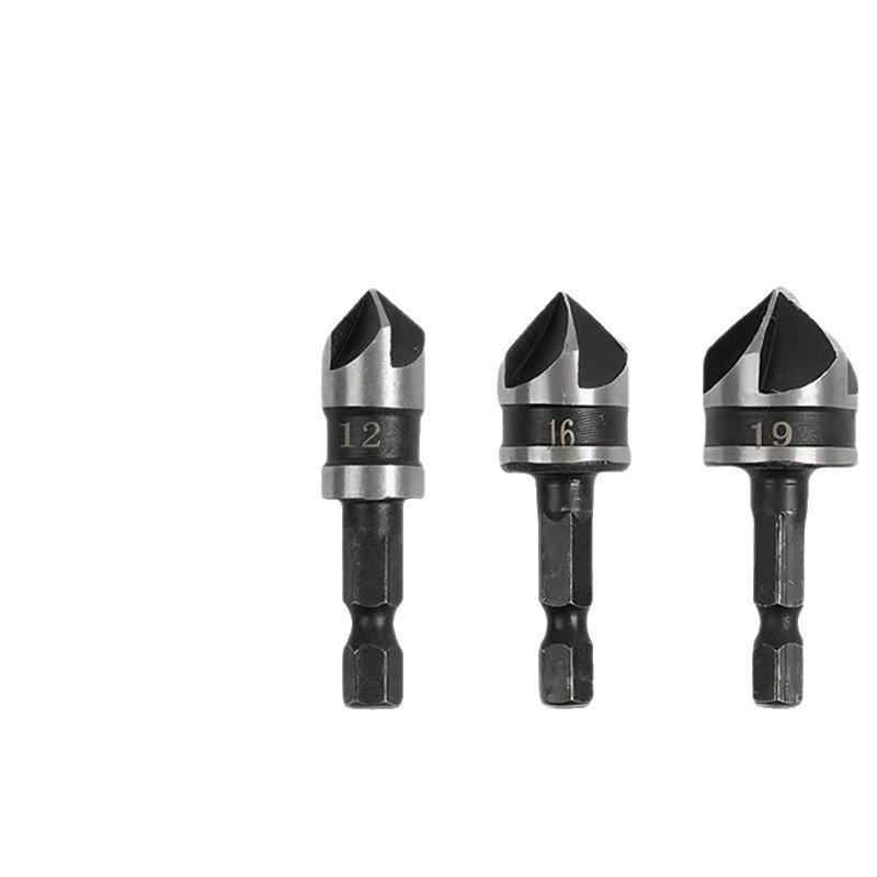 Five-Flute Chamfering & Countersink Drill Bit Set for Woodworking