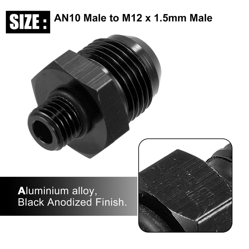 X AUTOHAUX 10AN Male M12 X 1.5mm Male Metric Thread Fitting Adapter Flare Union